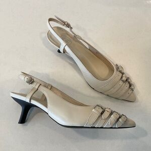 ASH Brenda Slingback Leather Talc  Off White Heels Size 7 Like New